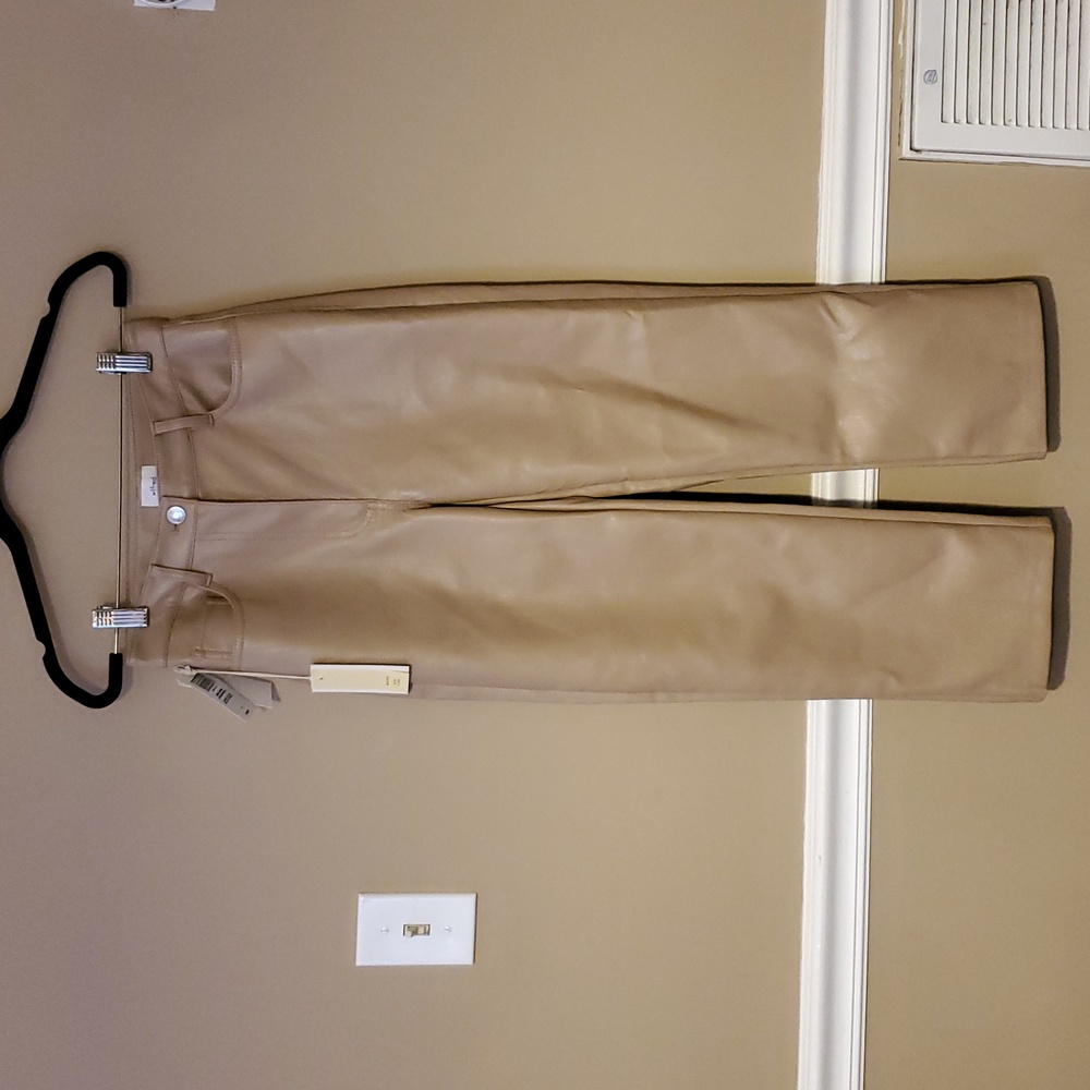 Wilfred Aritzia The Melina Cropped Vegan Leather Pant In Sand Bluff Size 0 NWT - Picture 3 of 13